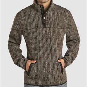 NEW POWDER RIVER melange henley pullover in black